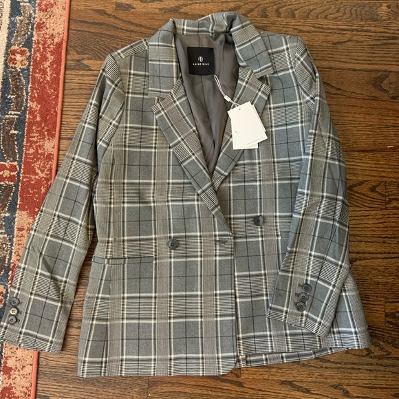 ANINE BING plaid double-breasted blazer NWT - Picture 2 of 5